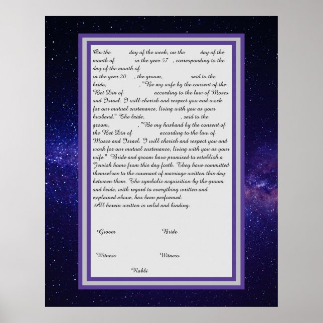 Galaxy Ketubah in Canadian Reform Text Poster (Front)