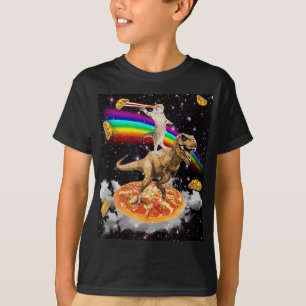 Galaxy Laser Cat on Dinosaur on Pizza with Tacos & T-Shirt