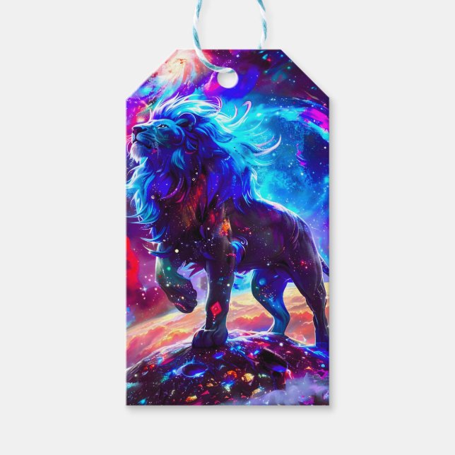 Galaxy Lion Blue Gift Tags (Front)