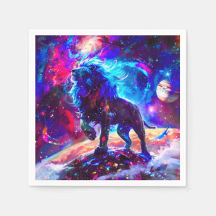 Galaxy Lion Blue Napkin