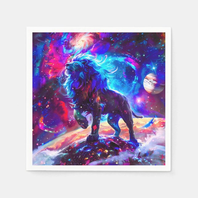 Galaxy Lion Blue Napkin (Front)