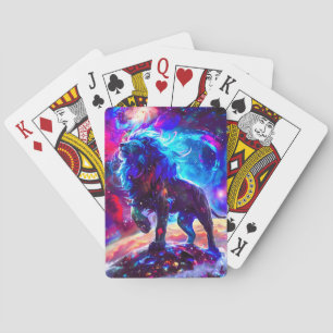 Galaxy Lion Blue Playing Cards