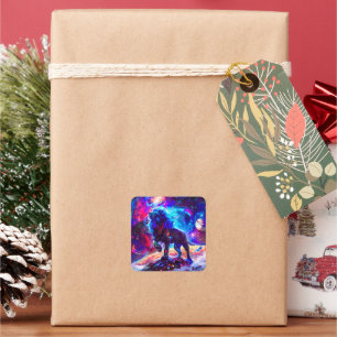 Galaxy Lion Blue Square Sticker