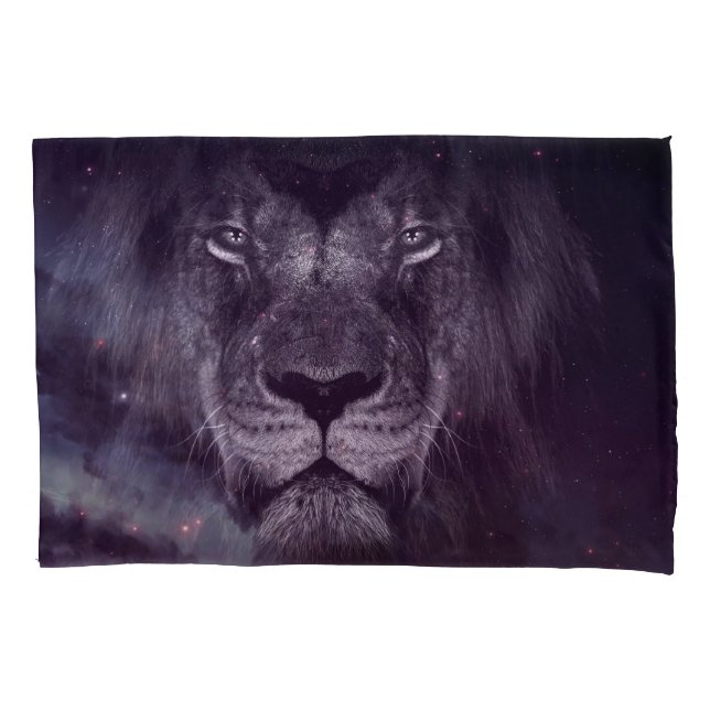 Galaxy Lion Face Art Wallpaper Pillowcase (Front)