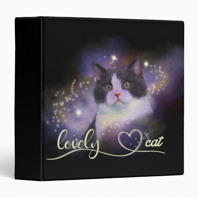 Galaxy Lovely Cat 3 Ring Binder (Front/Spine)