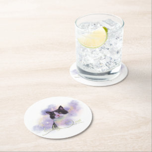 Galaxy Lovely Cat Round Paper Coaster