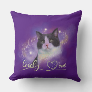 Galaxy Lovely Cat Throw Pillow