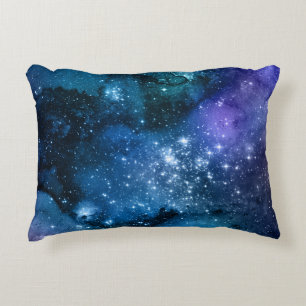 Galaxy Lovers Starry Space Blue Sky White Sparkles Accent Pillow