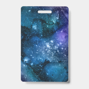 Galaxy Lovers Starry Space Blue Sky White Sparkles Badge