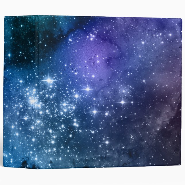 Galaxy Lovers Starry Space Blue Sky White Sparkles Binder (Front/Spine)