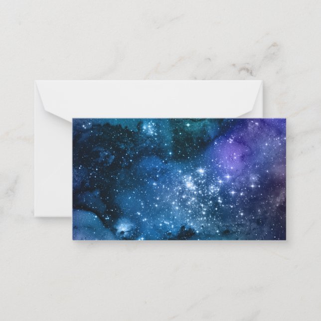 Galaxy Lovers Starry Space Blue Sky White Sparkles Card (Front)