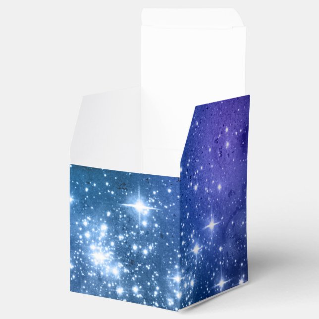 Galaxy Lovers Starry Space Blue Sky White Sparkles Favor Box (Opened)