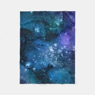 Galaxy Lovers Starry Space Blue Sky White Sparkles Fleece Blanket