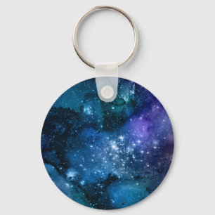 Galaxy Lovers Starry Space Blue Sky White Sparkles Keychain