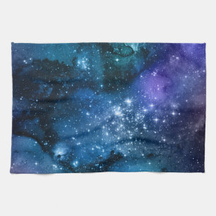 Galaxy Lovers Starry Space Blue Sky White Sparkles Kitchen Towel
