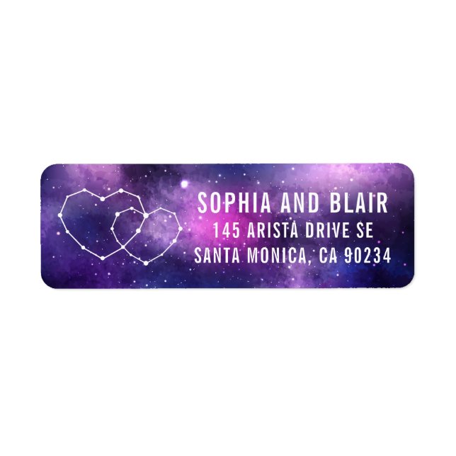 Galaxy Mariage Hearts Constellation Adresse de ret (Devant)