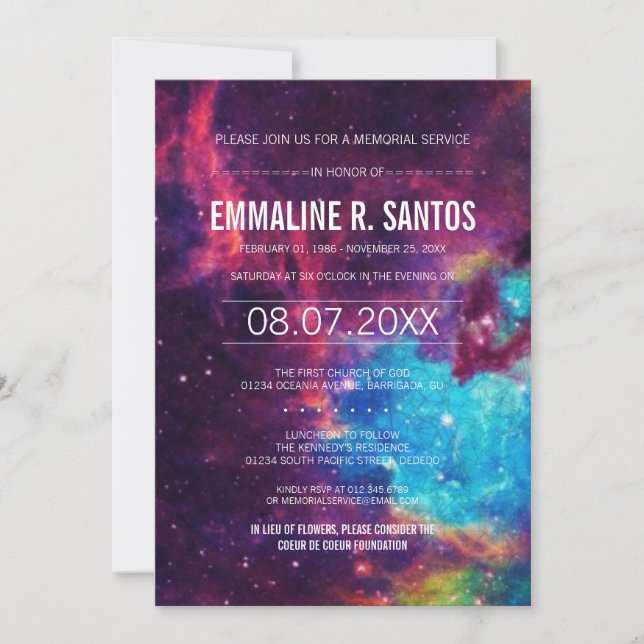 Galaxy Memorial Service Invite (Front)