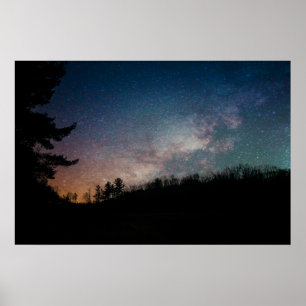 Galaxy Milky Way Night Sky Trees Photography  Poster