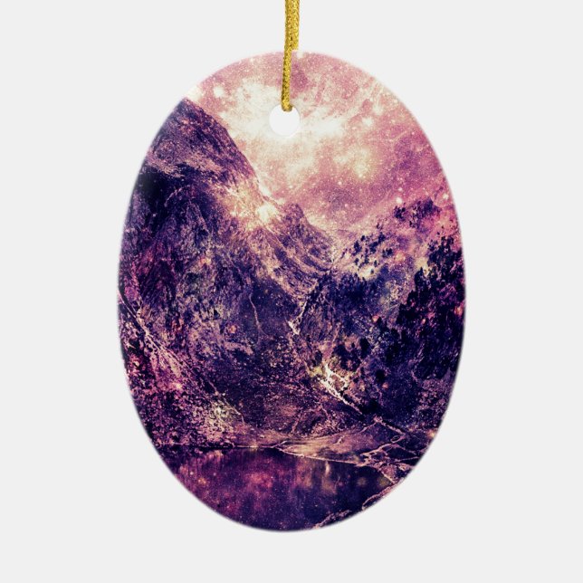 Galaxy Mountains Ceramic Ornament (Front)