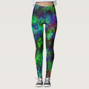 Galaxy Multi-colour Abstract Green Nebula Leggings