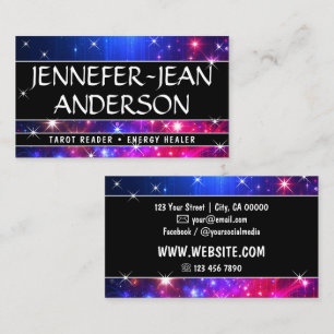 Galaxy Nebula Glitter Rain Sparkling Stars Pink Business Card