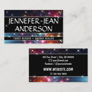 Galaxy Nebula Glitter Rain Sparkling Stars Pink Business Card