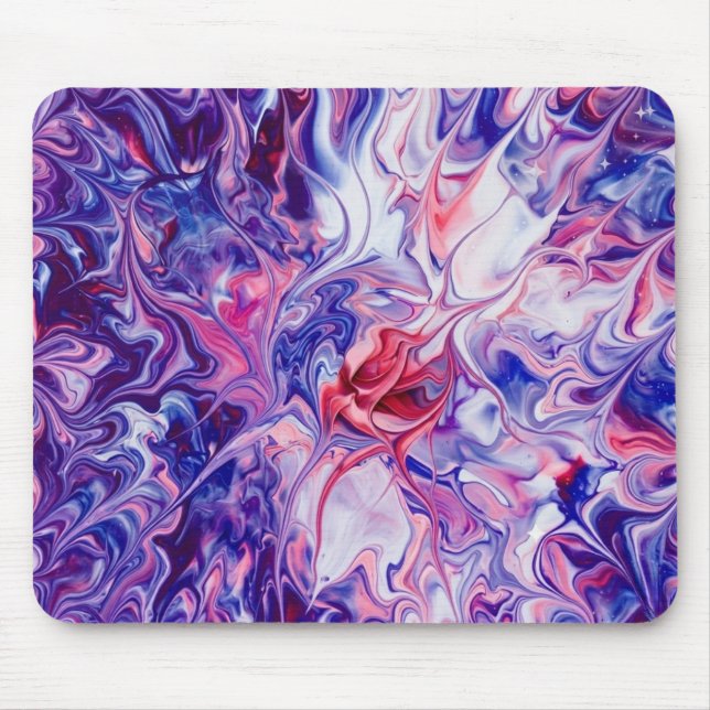 Galaxy Nebula Liquid Marble Acrylic Pour Mousepad (Front)
