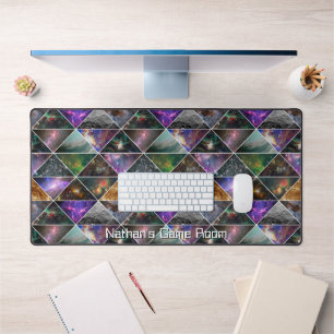 Galaxy Nebula Outer Space Geometric Stars Custom Desk Mat