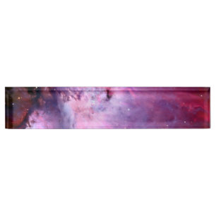 Galaxy Nebula Pink Stars Night Sky Print Astronomy Nameplate