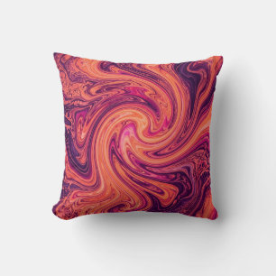 Galaxy Nebula Swirl Throw Pillow – Orange Sunset