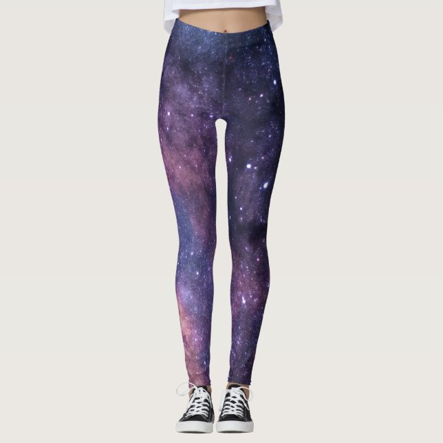 Galaxy Nebula Yoga Pants Space Purple (Front)