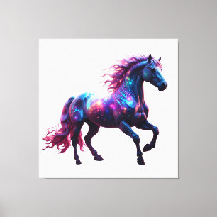 Galaxy Neon Horse Art – Vibrant Space Fantasy Canvas Print