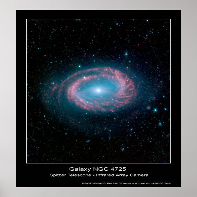 Galaxy NGC 4725 – Spitzer Space Telescope Poster (Front)