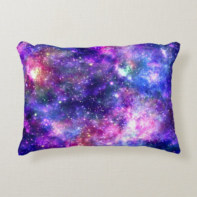 Galaxy Night Print Cosmic Design Accent Pillow (Front)