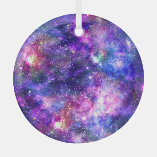 Galaxy Night Print Cosmic Design Glass Ornament