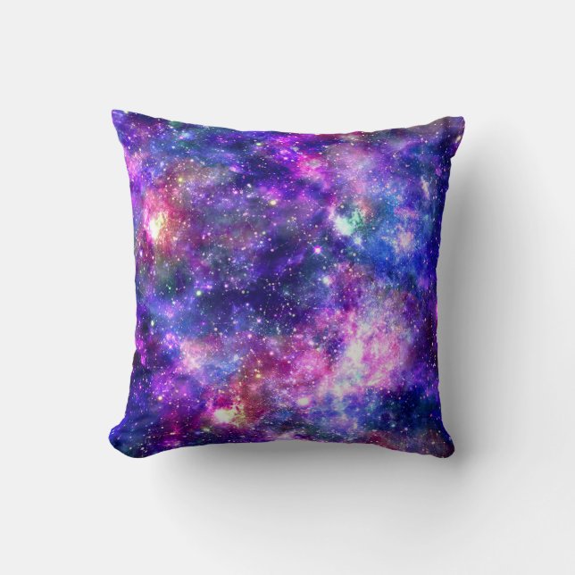 Galaxy Night Print Cosmic Design Throw Pillow (Front)