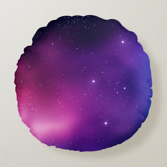 Galaxy Night Sky Nebula Pattern Stars Astronomy  Round Pillow (Front)