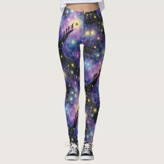 Galaxy Night Sky Seamless Pattern Leggings