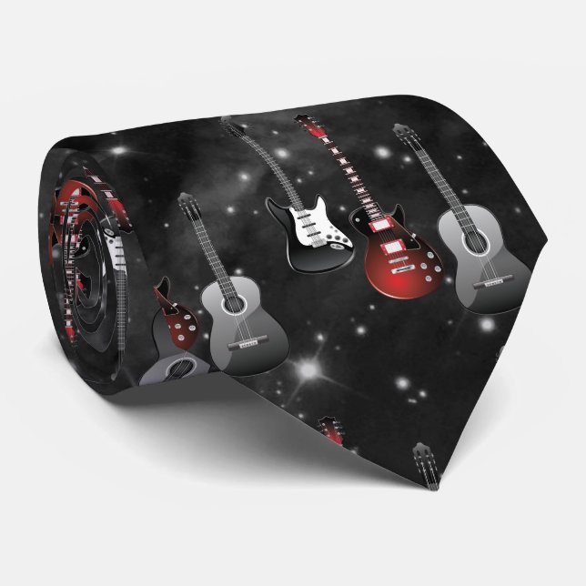 Galaxy of Guitars Tie (Rolled)