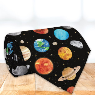 Galaxy Outer Space Planet Watercolor Illustration  Tie