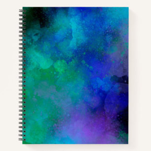 Galaxy Paint Splatter effect blue green Notebook