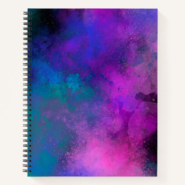 Galaxy Paint Splatter effect blue green pink Notebook (Front)