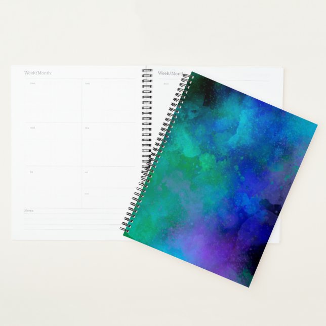 Galaxy Paint Splatter effect green blue Planner (Display)