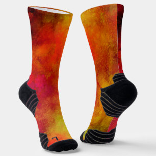 Galaxy Paint Splatter effect Orange  Socks