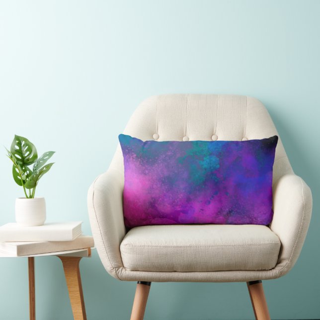 Galaxy Paint Splatter effect pink blue green  Lumbar Pillow (Chair)