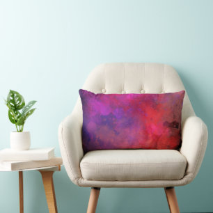 Galaxy Paint Splatter effect  pink orange Lumbar Pillow