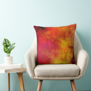 Galaxy Paint Splatter effect pink orange yellow Throw Pillow