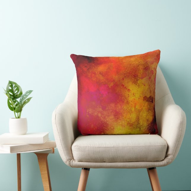 Galaxy Paint Splatter effect pink orange yellow Throw Pillow (Chair)