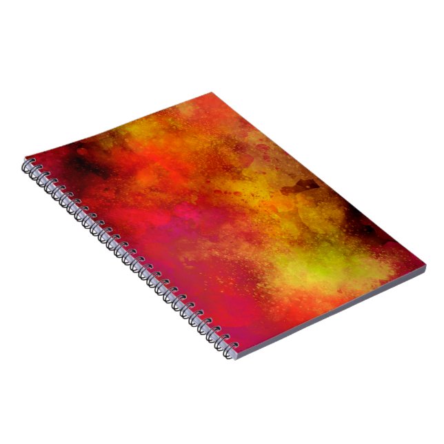 Galaxy Paint Splatter effect yellow red orange  Notebook (Right Side)