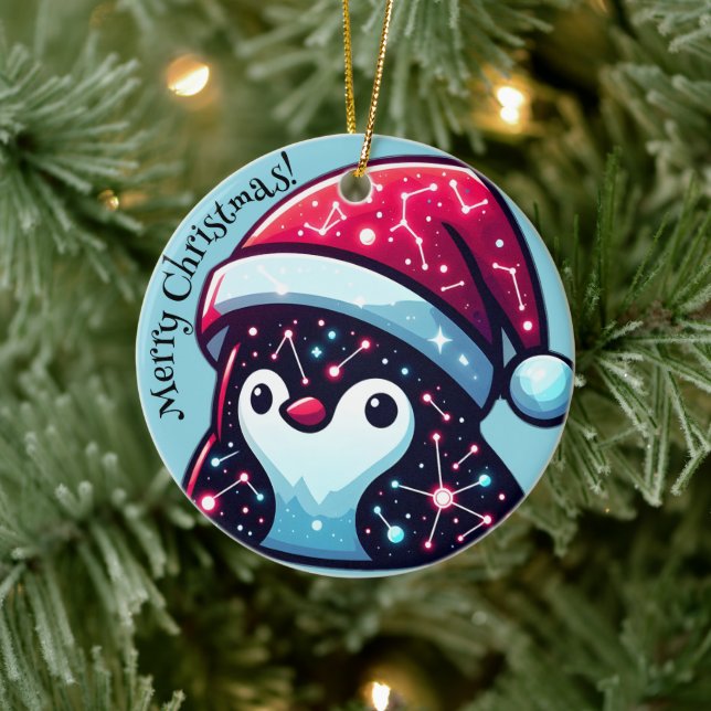 Galaxy Penguin | Ornement de Noël cosmique (Arbre)